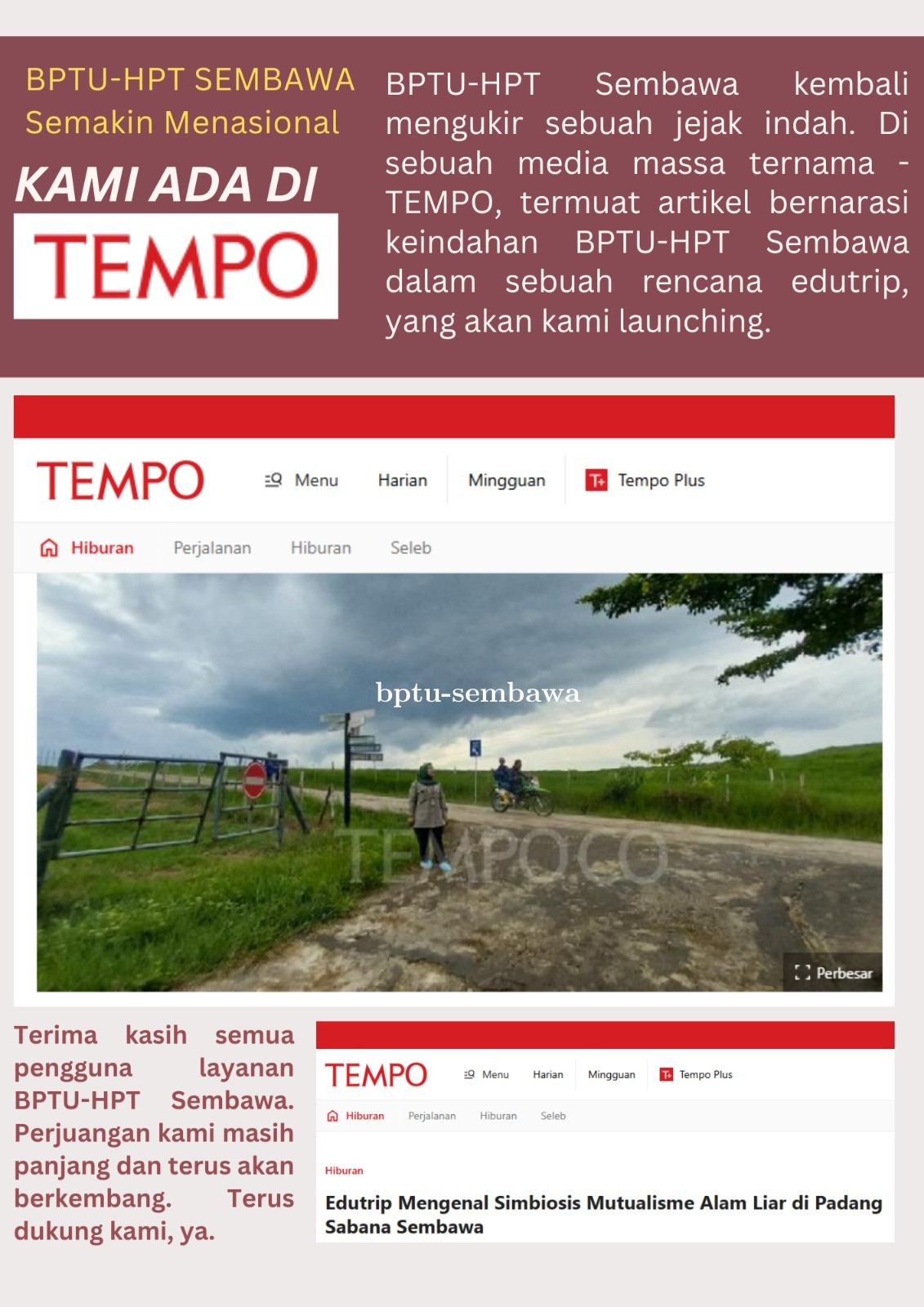 Nama BPTU HPT Sembawa Mencari Perhatian 