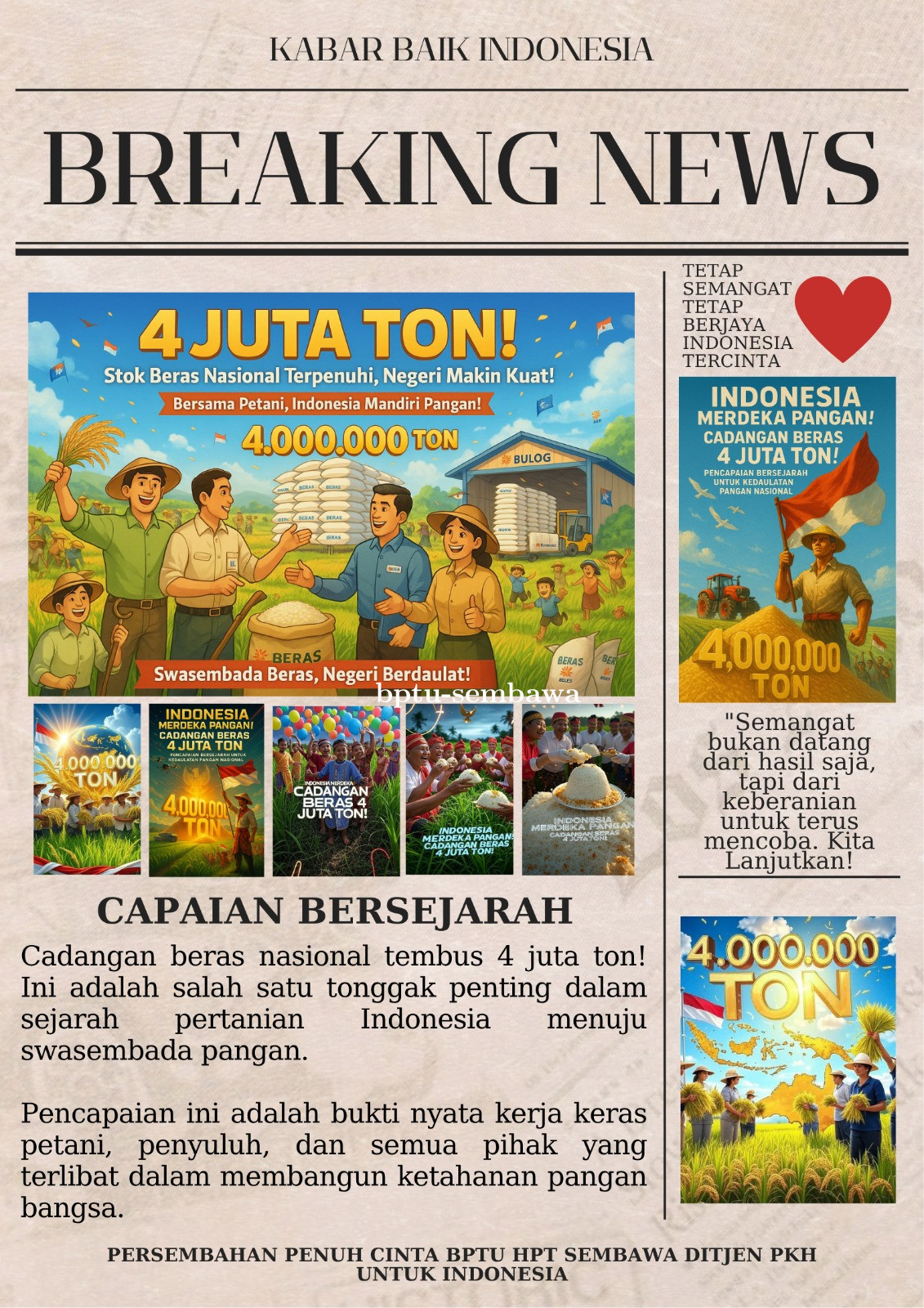CAPAIAN BERSEJARAH! Cadangan Beras Nasional Tembus 4 Juta Ton!